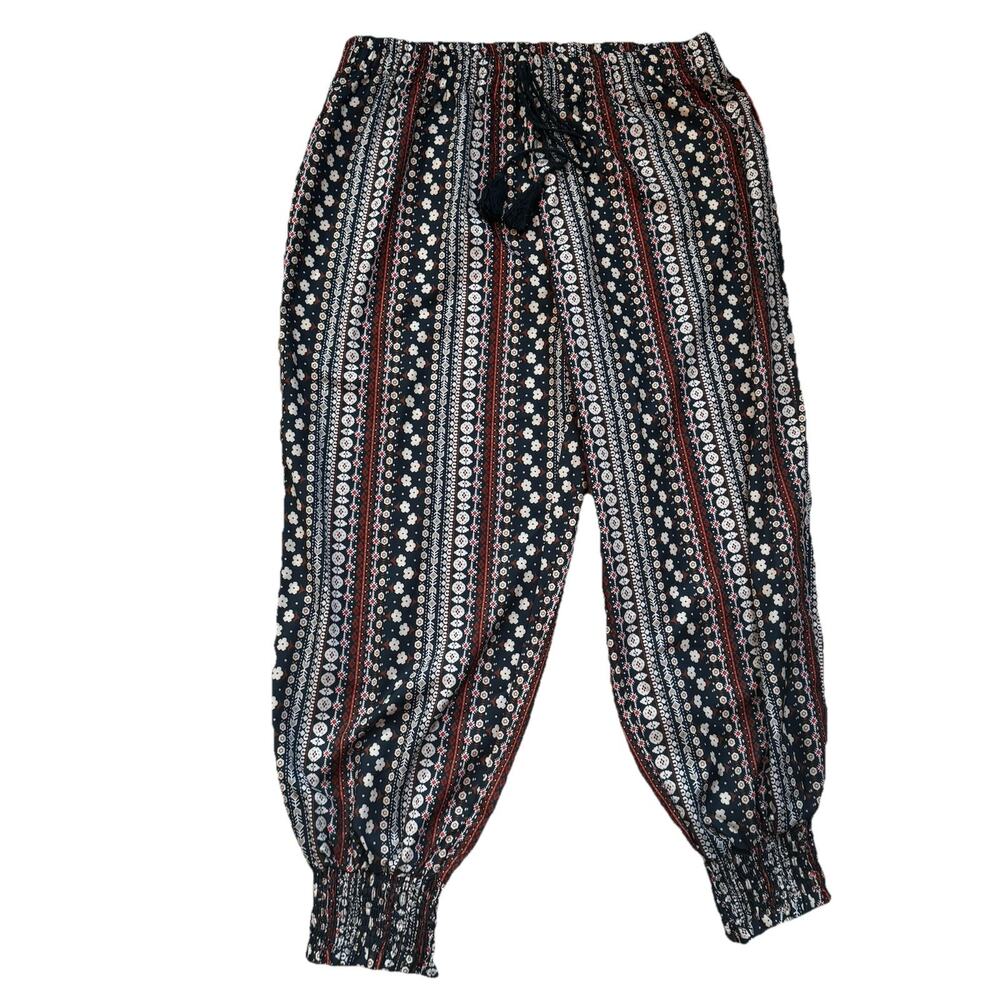 Shein Curve Multicolor Multi Pattern BOHO Elastic Waist & Cuff Ankle Pants 0XL